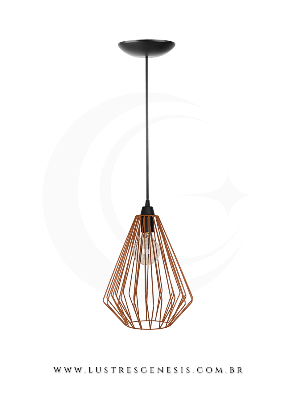 Luminária Pendente Industrial Aramado Cobre Modelo Keike para Bancada Cozinha Área Gourmet Lavabo Sala de Jantar
